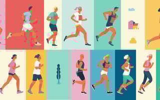 Colorful graphic of marathoners