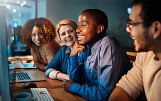 Young businesspeople working in an office