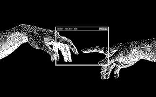Digital hands going to touch together that looks like Michelangelo's work of art