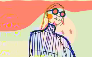 Abstract line drawing of a woman