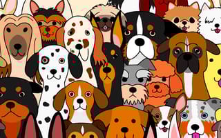 Illustration of a group of different dogs