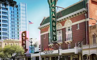 Paramount and State theaters on South Congress St. in Austin
