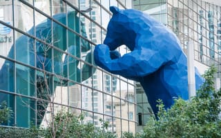 blue bear statue in denver