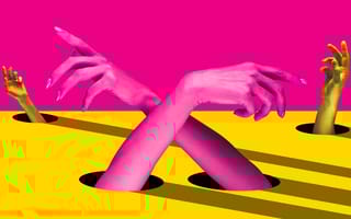 Illustration of hands reaching out of yellow and pink backgrounds, pointing in conflicting directions, indicating confusion and frustration.