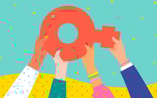 Illustration of hands holding up a female symbol