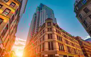 Scenic Boston downtown financial district and city skyline