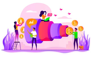 Illustration depicting Sales funnel and lead generation.