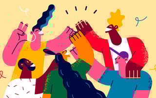 An illustration of a team celebrating