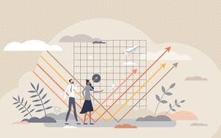 Illustration of business development and success after recession and problems
