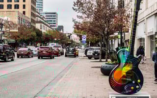 A guitar sculpture in Austin