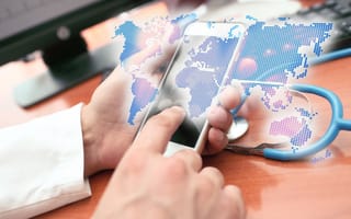 physician using geolocation on a mobile app