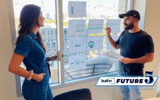 Hangtight co-founders Kate Grehl and Armando Vera Carvajal review plans for their app.