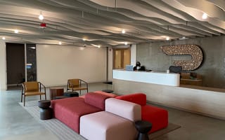 The front desk of DoorDash’s Seattle office.