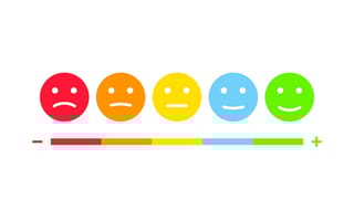 Smiley faces range from angry to happy