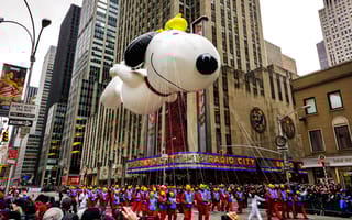 Macy's Thanksgiving Parade with Snoopy float