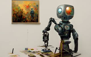 illustration of a robot painting