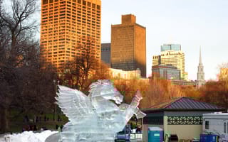 An ice sculpture in Copley Square.