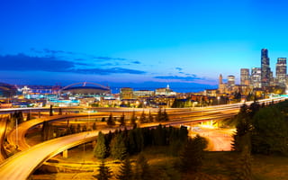 The Seattle skyline at night