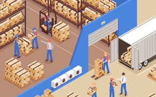 Digital drawing of a logistics warehouse.