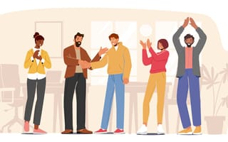Employees celebrating.