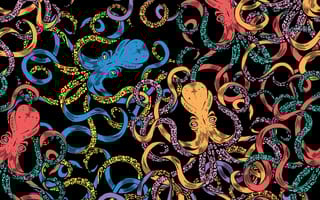 A colorful image of octopi.
