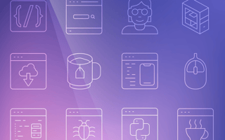 software icons on a purple background