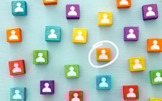 Picture of people blocks with one circled.