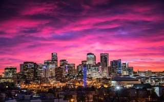 The Denver Skyline during sunset