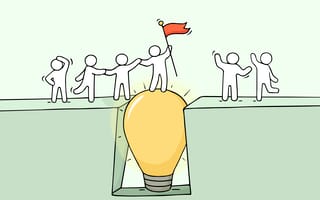 little figures standing together celebrating success
