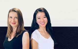 Blaze.tech co-founders Tina Denuit-Wojcik (left) and Nanxi Liu (right) stand back to back.