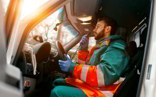 Ambulance driver talking over the radio.