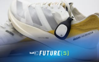 A ShoeSense Running fob on a running shoe.