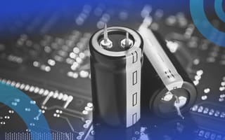 Dielectric constant image of two capacitors sitting on top of a circuit board