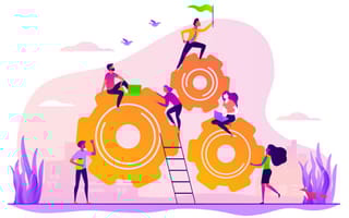 Team members help each other achieve success.