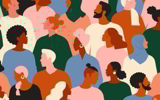 An illustration of a diverse group of people standing together.