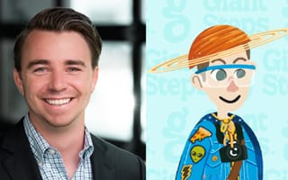 Tyler Shaddix, CIO at Go Guardian poses for a photo next to his virtual avatar.