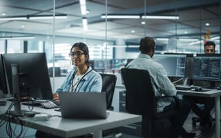 Two software engineers working in an office