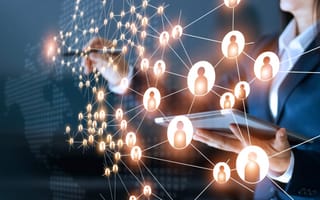 A salesperson using technology to track customer connections and gather data.
