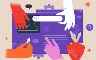 illustration of many hands working on project