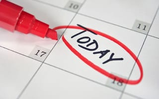 Calendar with the word today circled in red pen