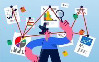 salesperson performs research on a client