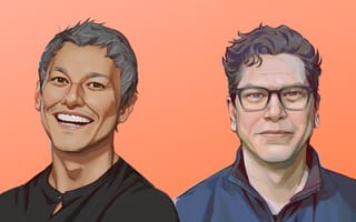 Side-by-side illustrations of The Believer Company's co-founders Michael Chow (left) and Steven Snow (right).