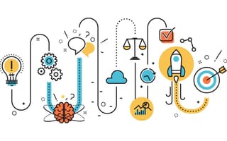 Assorted icons related to fields and concepts that inspire curiosity.