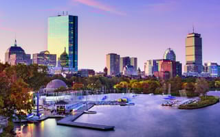 A view of the Boston skyline from the harbor.
