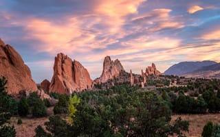 Garden of the Gods during sunset.