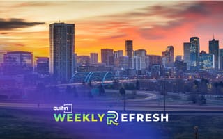 A sunset photo of the Denver skyline.