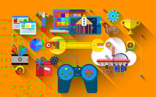 Colorful graphic illustration of video game design