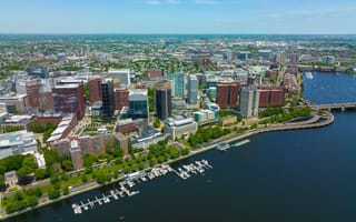 aerial skyline view of cambridge