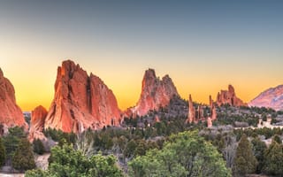 garden of the gods at sunset