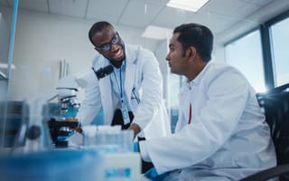 colleagues working together in a lab
